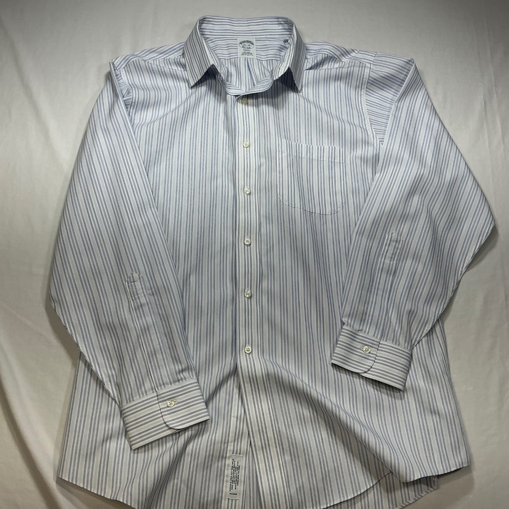 Brooks Brothers‎ Regent Dress Shirt Mens 16½-34 Blue Striped Long Sleeve